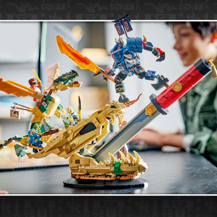 LEGO NINJAGO Showdown auf der Drachenklinge - Ninja Spielzeug mit Drache, Mech Actionfigur & 4 Minif