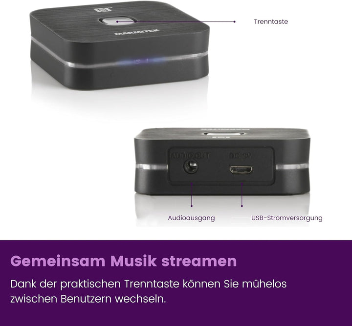 Bluetooth Empfänger Marmitek BoomBoom 80 – Musik kabellos streamen – NFC & 3,5mm Klinke – HiFi Stere