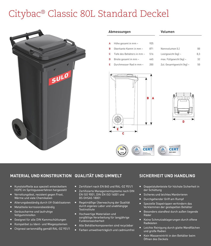 Müllbehälter, Inhalt 80 Liter, grün