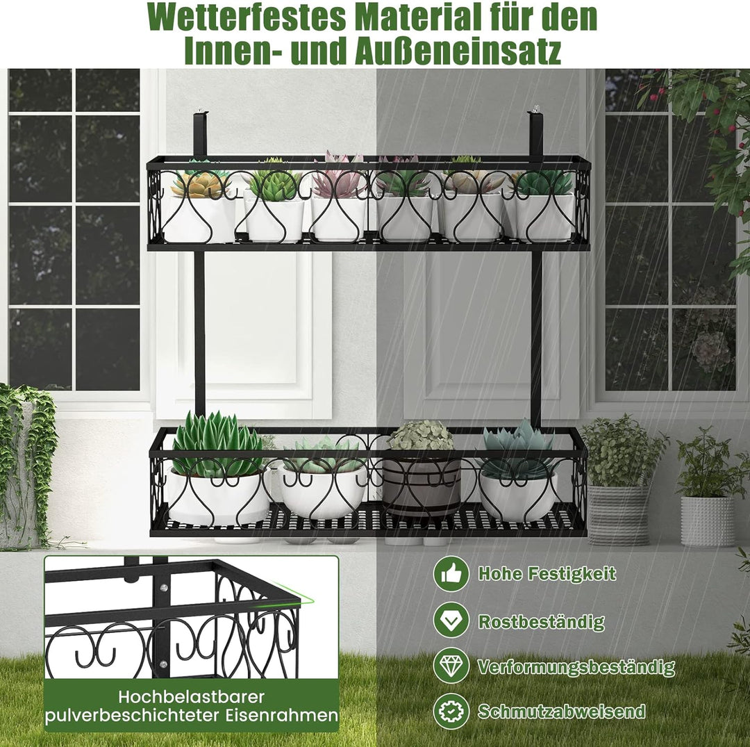 COSTWAY Blumenregal zum Aufhängen, Blumentopfhalter Metall, Hängeregal mit verstellbaren Haken, Topf