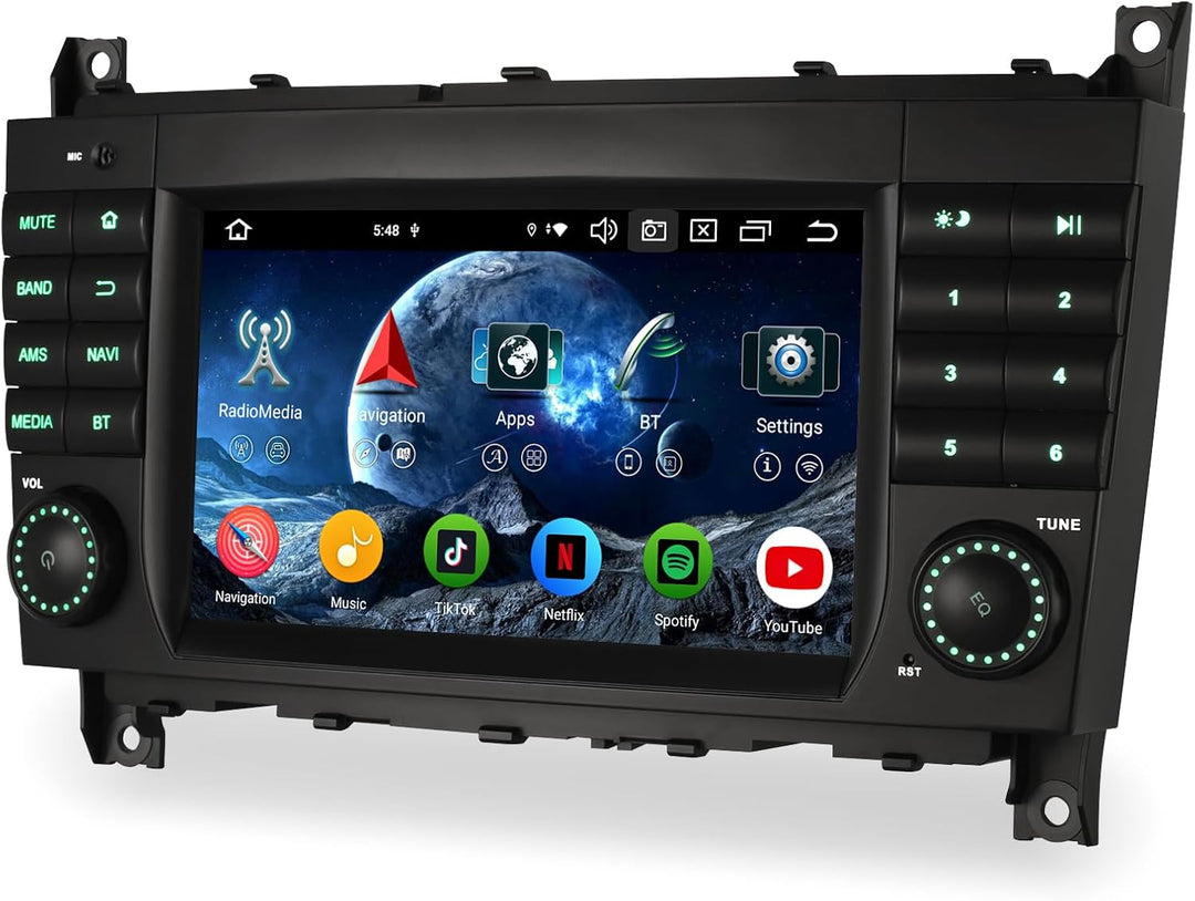 Erisin 7 Zoll 8-Kern 4GB+64GB Android 14 Autoradio 2Din GPS Navigation für Mercedes Benz C Klasse W2