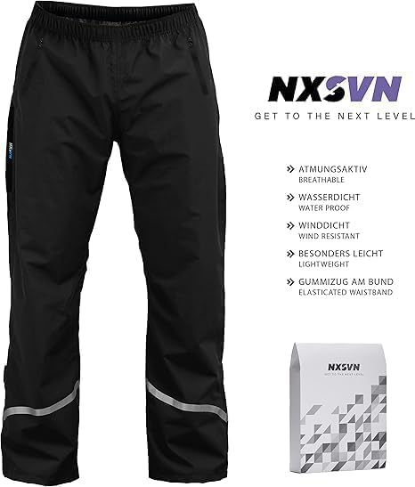 Oberle Schwarze Rubberneck NXSVN Fahrrad Regenhose mit 3M Reflektoren, Atmungsaktiv, Reflektierend G