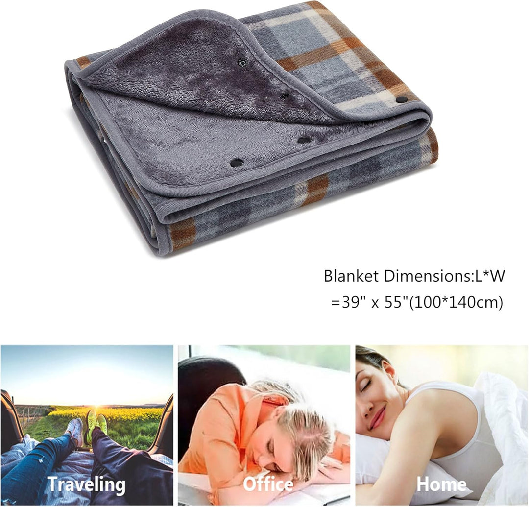 SIVENKE Damen Poncho Fleece Tragbare Decke, Karierte Schossdecke Bequemer Poncho Plüschdecken Überwu