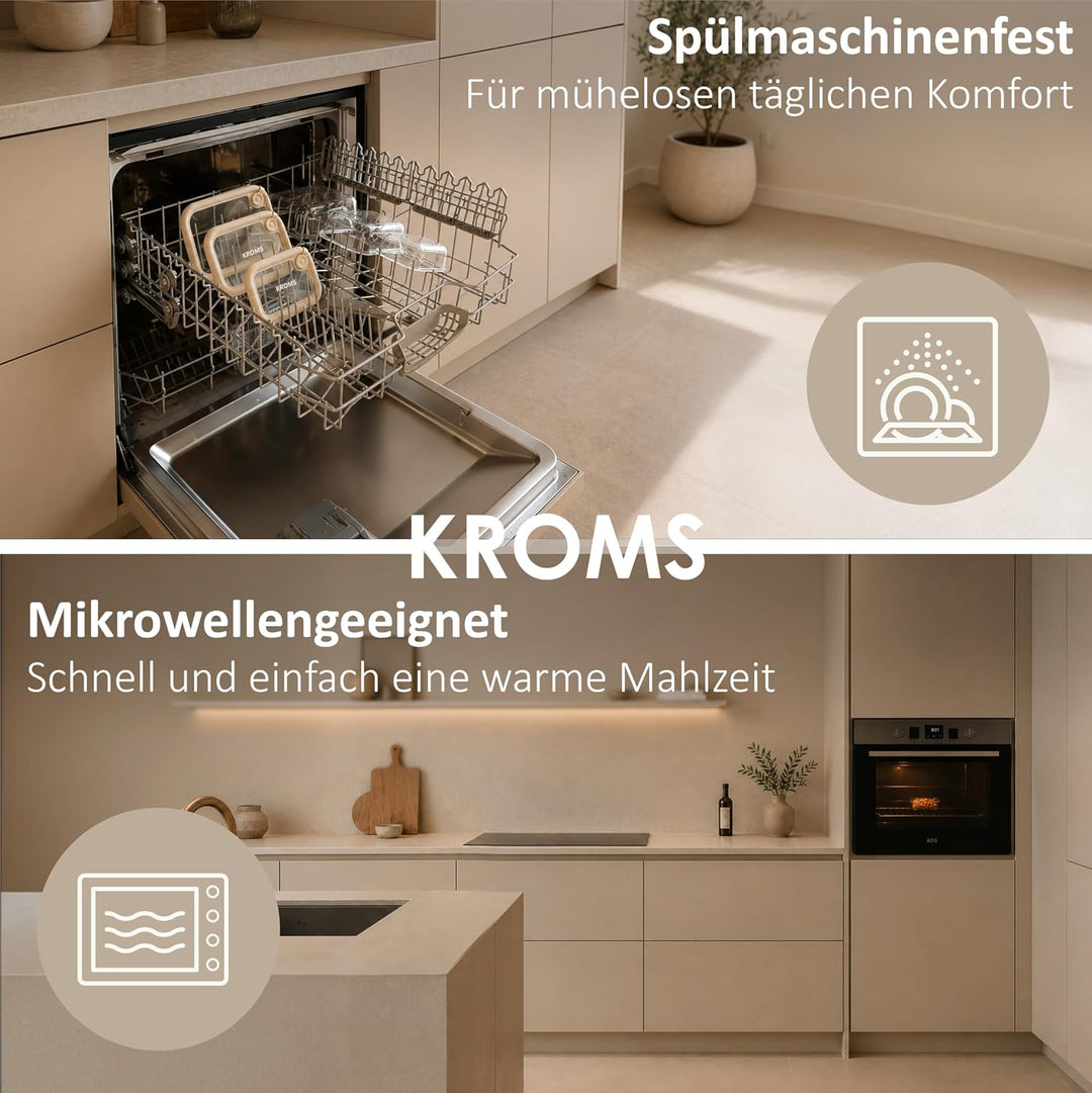 Glas Frischhaltedosen Set 6 Stück - 100% Glas mit Glasdeckel BPA frei PFAS frei - Glasbehälter luftd