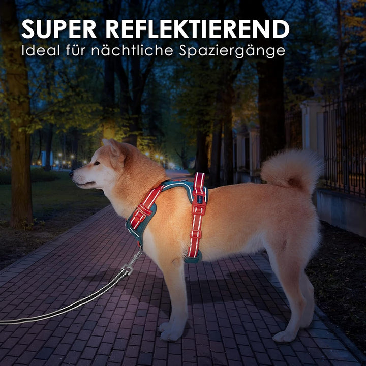 PHOEPET Anti-Zug Hundegeschirr - Reflektierendes Verstellbares Welpen-Sicherheitsgeschirr für kleine