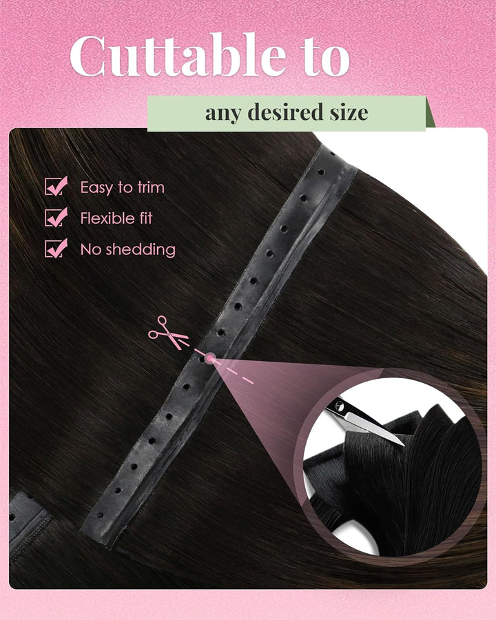 YoungSee 100g OVO Weft Extensions Echthaar Ombre 60 cm,Butterfly Weft Extensions Echthaar Dunkelbrau