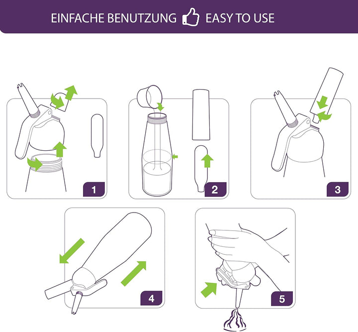 Mastrad Sahnebereiter Edelstahl Siphon Pro Whipper - abnehmbarer Kopf - temperaturbeständiges Metall