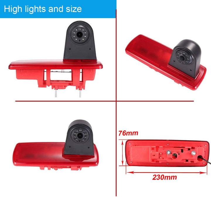 「18mm Linse Top Qualität Rückfahrkamera + 4.3 Zoll Auto Rückspiegel」Bremsleuchte Auto Dach Rückfahrk