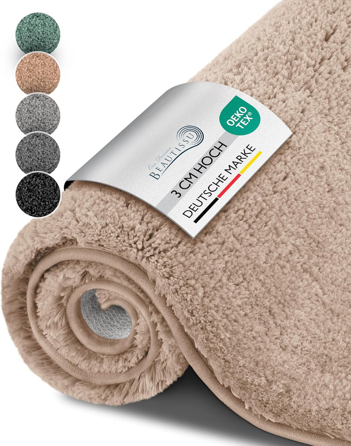 Beautissu Badematte rutschfest 100x60 cm – Duschvorleger Hochflor Badteppich rutschfest Waschbar Sha