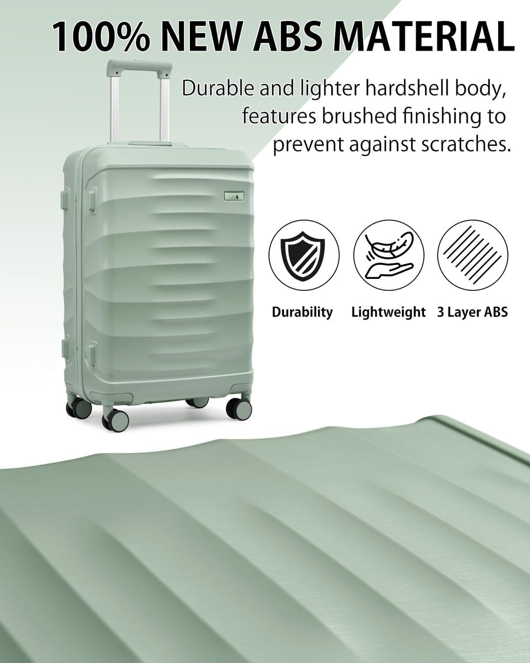 Sea choice Hartschalenkoffer Handgepäck 55x40x20cm Reisekoffer 100% ABS Trolley Kabine mit 1 Reiseta