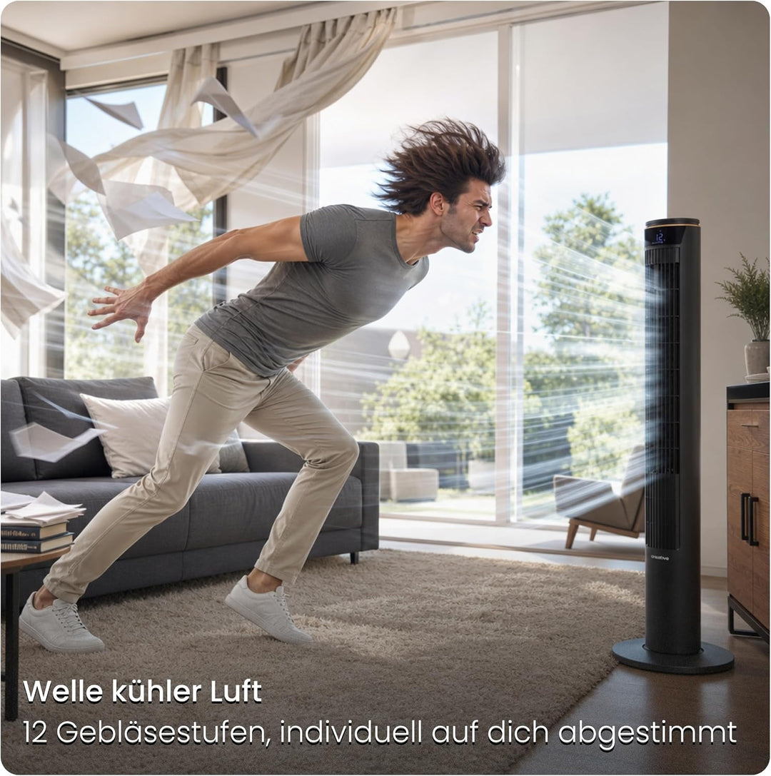 Turmventilator 107cm WiFi App, Luftkühler, Ventilator mit Sprühnebel, DC-Motor, 7,5 m/s Wind, Aroma-