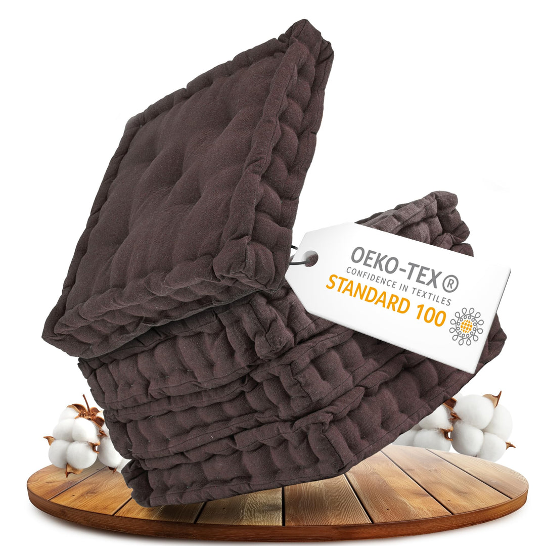 Gräfenstayn® 4er-Set Sitzkissen Stuhlkissen 40x40x8cm für Indoor und Outdoor aus 100% Baumwolle Dick