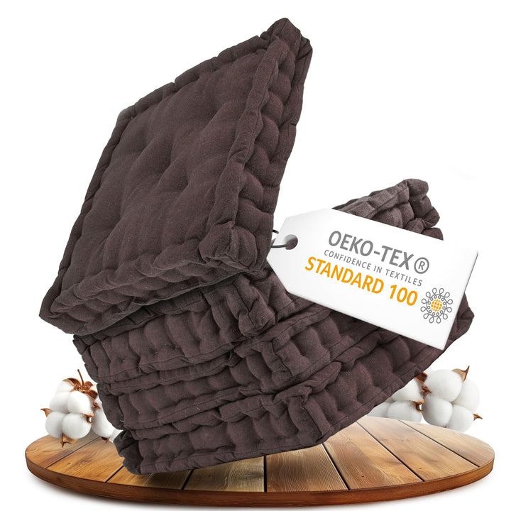 Gräfenstayn® 4er-Set Sitzkissen Stuhlkissen 40x40x8cm für Indoor und Outdoor aus 100% Baumwolle Dick