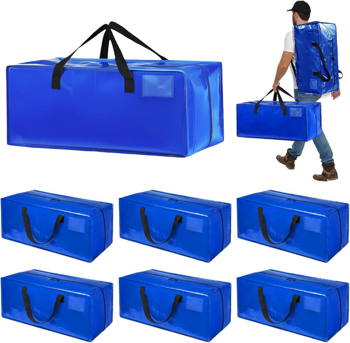 6 Stück 90L Grosse Aufbewahrungstasche, Heavy-Duty Umzugstaschen mit Rucksackgurten und Griffee, Rob