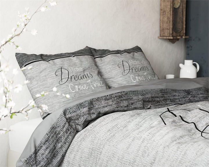 Sleeptime Bettwäsche 4teilig 100% Baumwolle True Dreams, 155cm x 220cm, Reissverschluss, Mit 2 Kisse