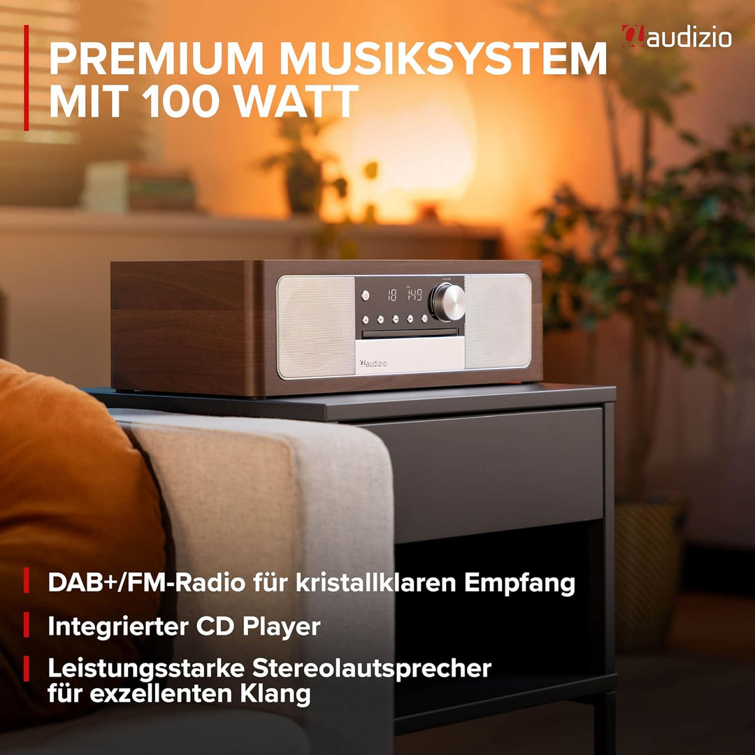 Audizio Lunata - DAB Radio mit CD Player, 100W Stereoanlage mit CD & Bluetooth 5.3 - Musikanlage mit