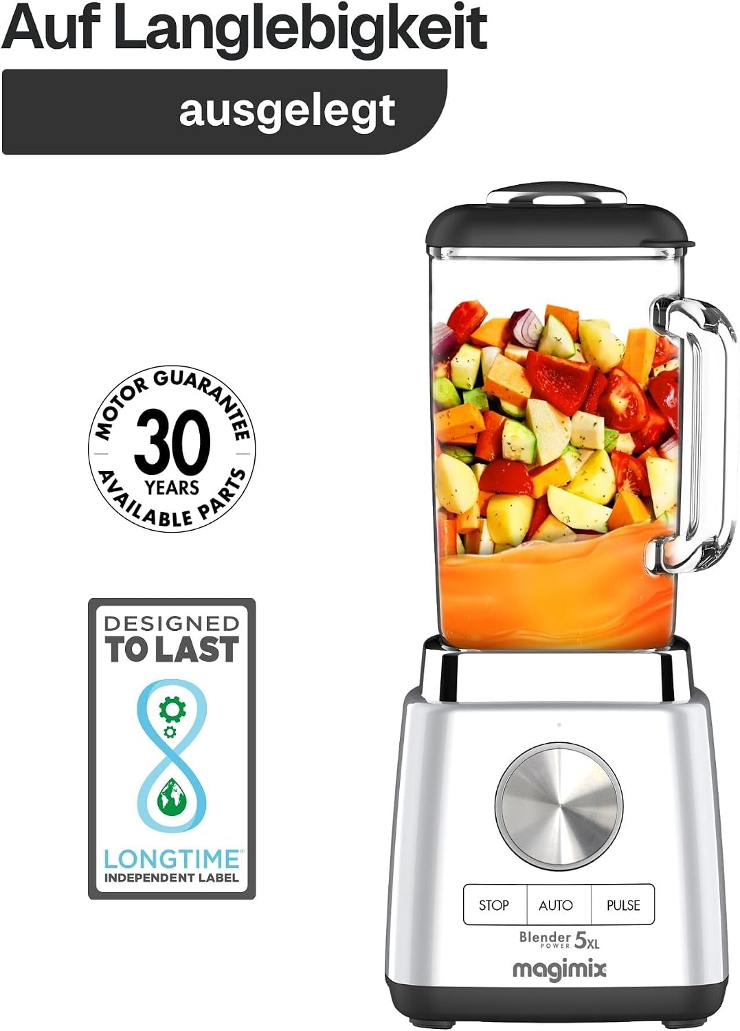 magimix Blender - Power 5 XL - Standmixer mit 1500W Motor, 2L Nutzkapazität, Glas-Krug aus Borosilik