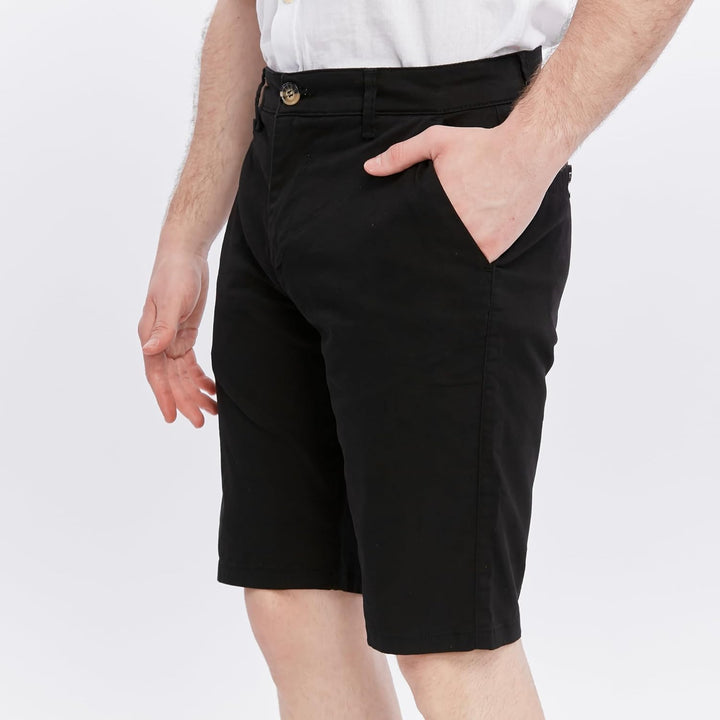 Xact Herren Premium massgeschneiderte Stretch Chino Shorts 32W Schwarz, 32W Schwarz