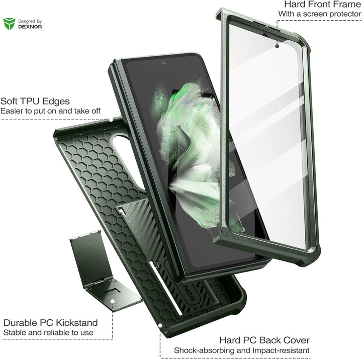 Dexnor für Samsung Galaxy Z Fold 4 5G Hülle, Full-Body Dual Layer Rugged Fall mit eingebautem Displa