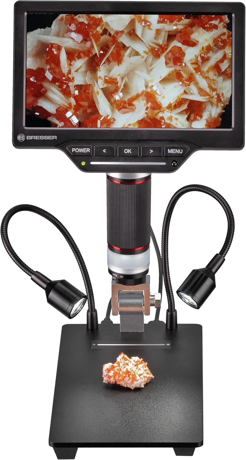Bresser Digitales Mikroskop 2L mit regelbarem Auflicht, WLAN, hochauflösendem 17,8-cm-(7'')-LCD-Farb