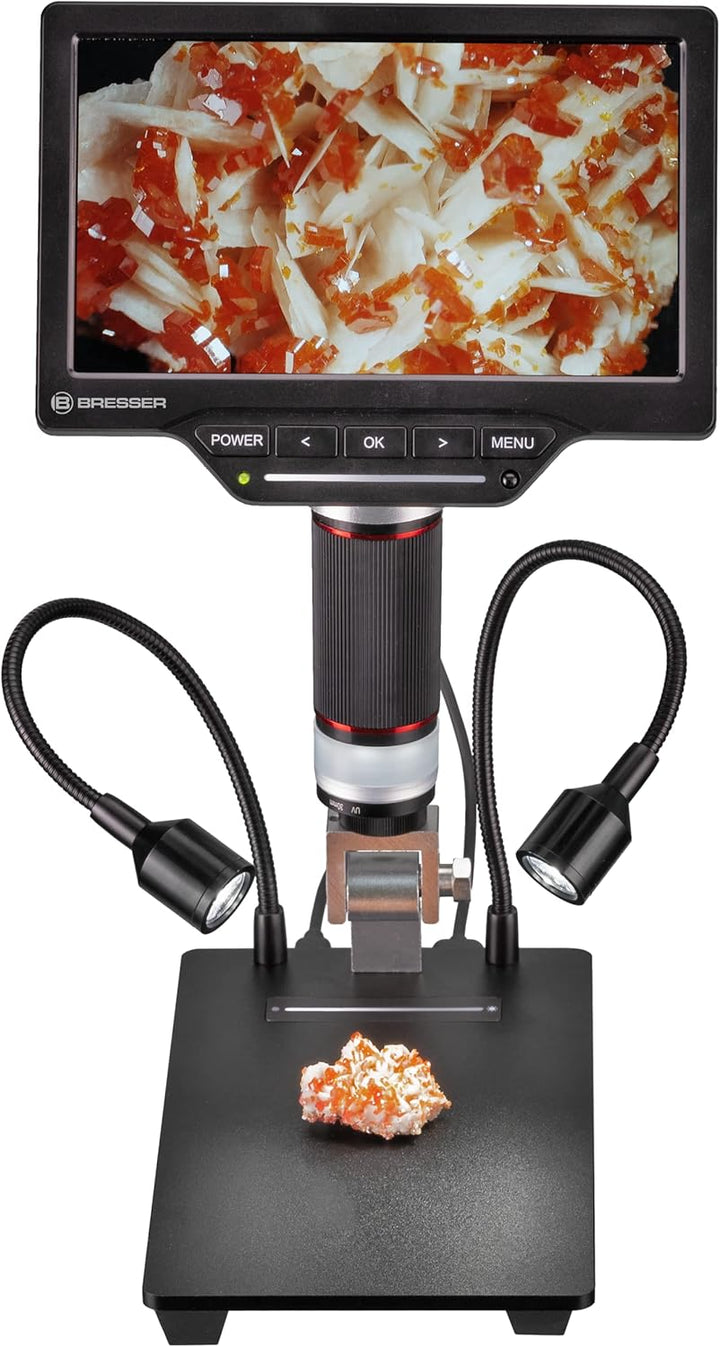 Bresser Digitales Mikroskop 2L mit regelbarem Auflicht, WLAN, hochauflösendem 17,8-cm-(7'')-LCD-Farb