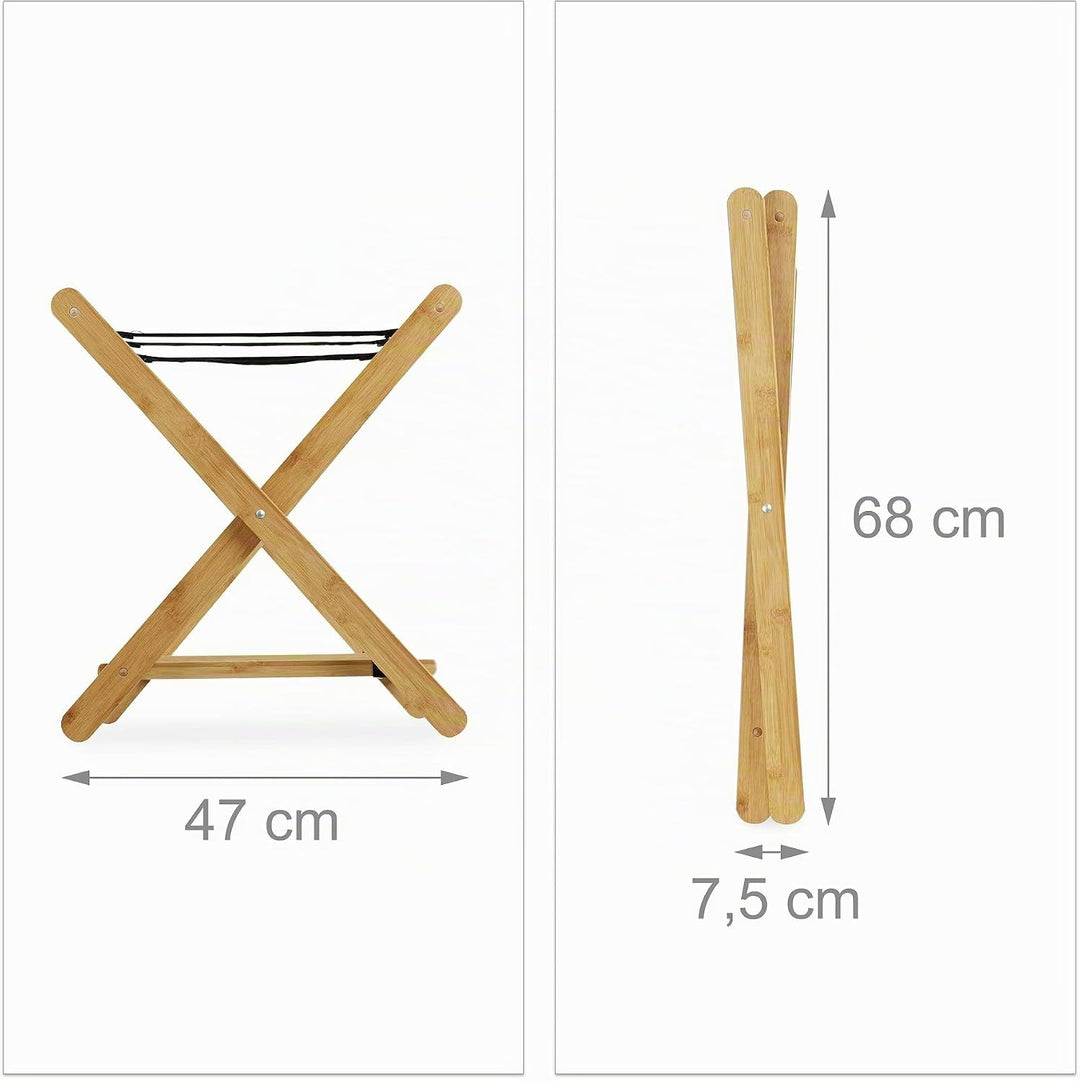 Relaxdays Kofferständer Bambus, klappbar, für Koffer &amp; Reisetaschen, 2 Ablagen, Gepäckablage, HBT 53