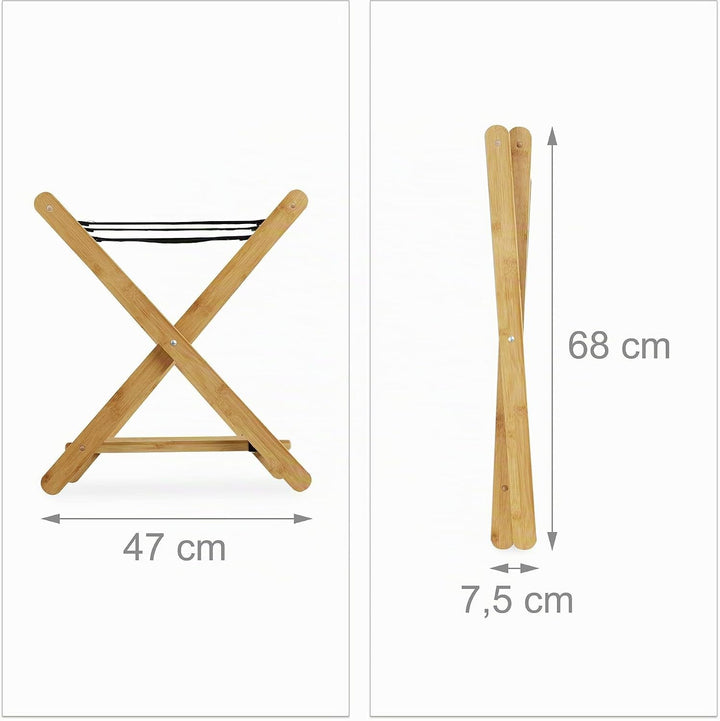 Relaxdays Kofferständer Bambus, klappbar, für Koffer &amp; Reisetaschen, 2 Ablagen, Gepäckablage, HBT 53