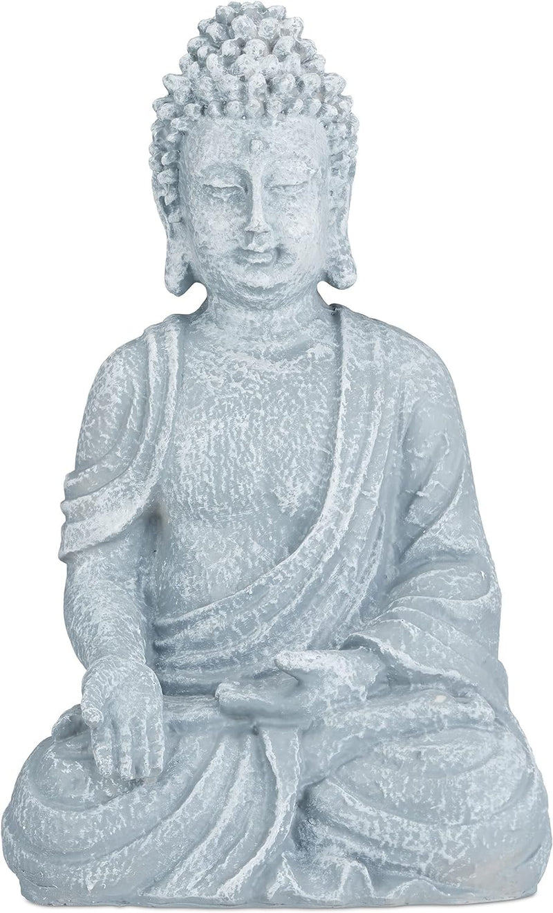 Relaxdays Buddha Figur sitzend, 40 cm hoch, Feng Shui Deko, wetterfest & frostsicher, grosse Garten