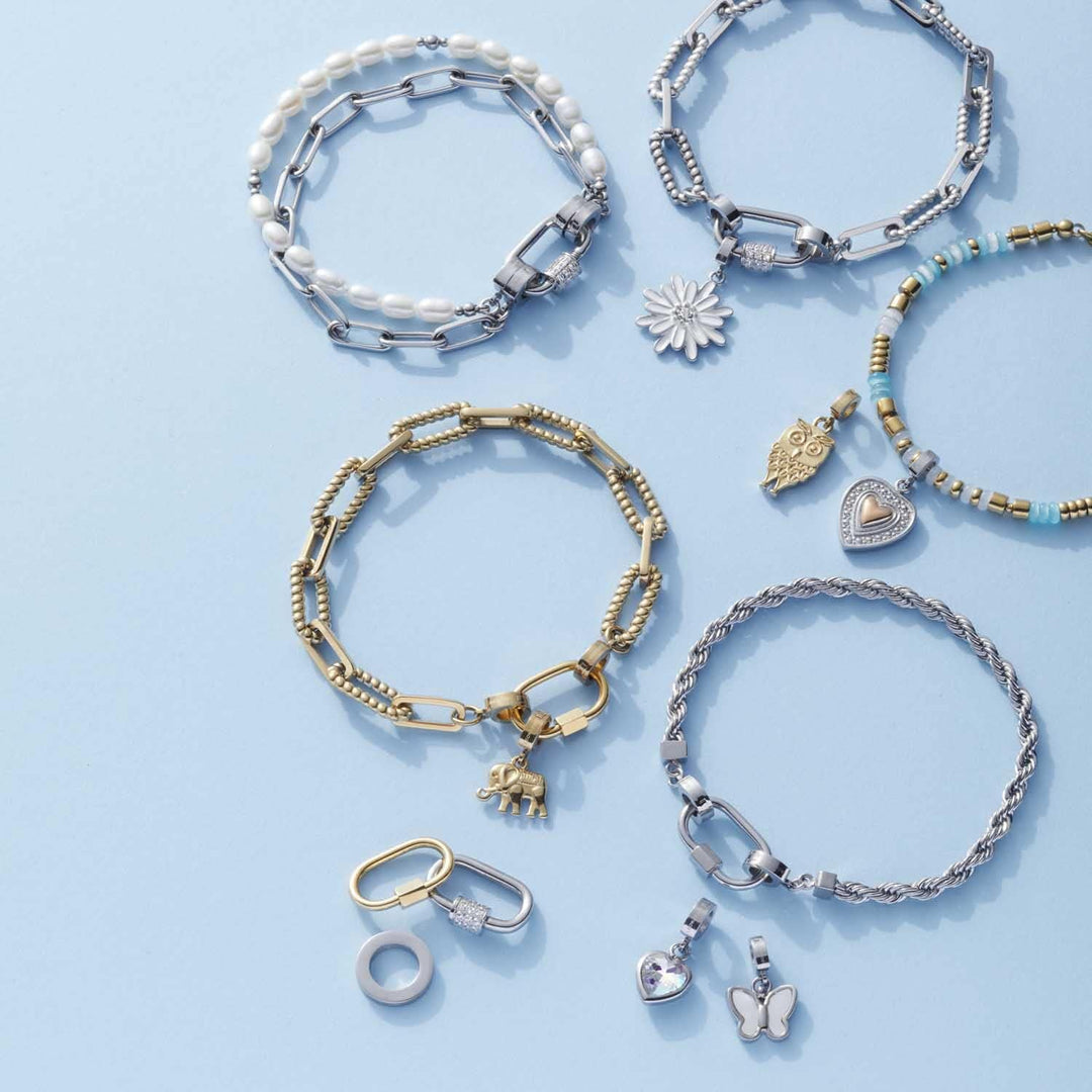 Leonardo Jewels Clip&amp;Mix Moni silbriges Armband, Armschmuck aus Edelstahl mit Clip&amp;Mix Verschluss, s