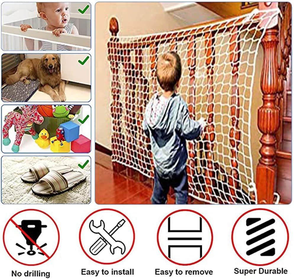 KACQIYT Weiss Sicherheitsnetz Katzennetz Schutznetz Kinder Hochbett Treppe Balkon Fenster Gehäuse Ra