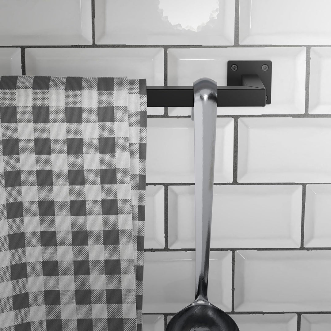 ML-Design Kleiderstange Rechteck für die Wand, T30cm x B90cm, Schwarz, aus Stahl, rostfrei, Garderob