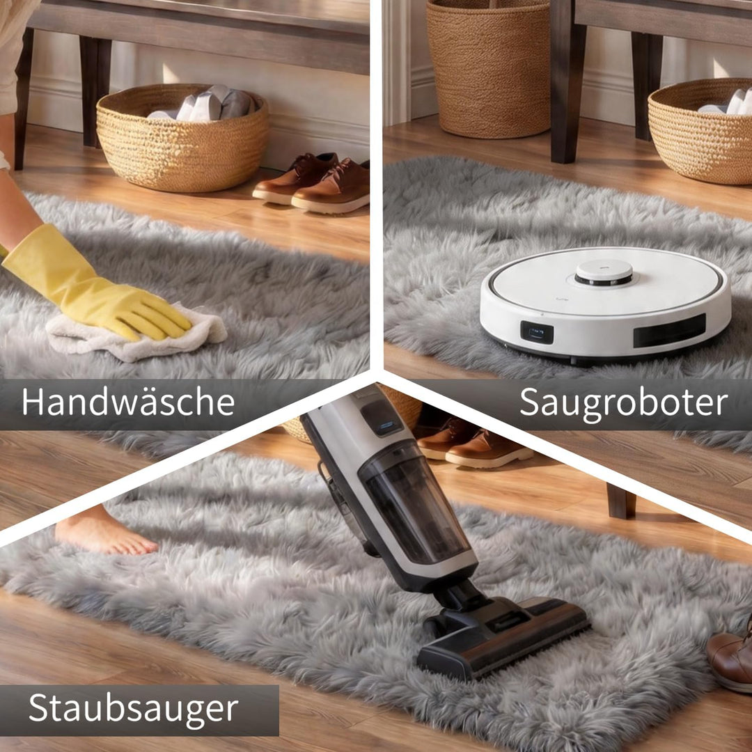 VOFUSHON Wohnzimmer Hochflor Teppich,Shaggy Flur Läufer Teppich Modern Flauschiger Weich Teppich Gro