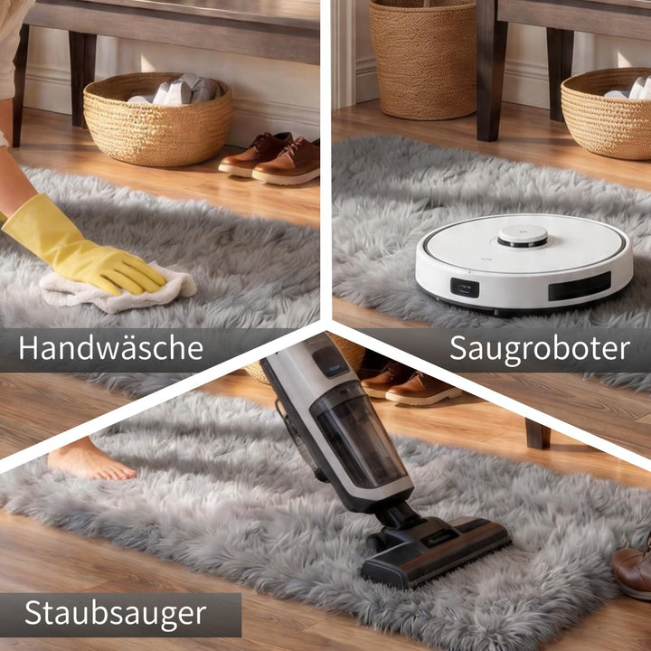 VOFUSHON Wohnzimmer Hochflor Teppich,Shaggy Flur Läufer Teppich Modern Flauschiger Weich Teppich Gro