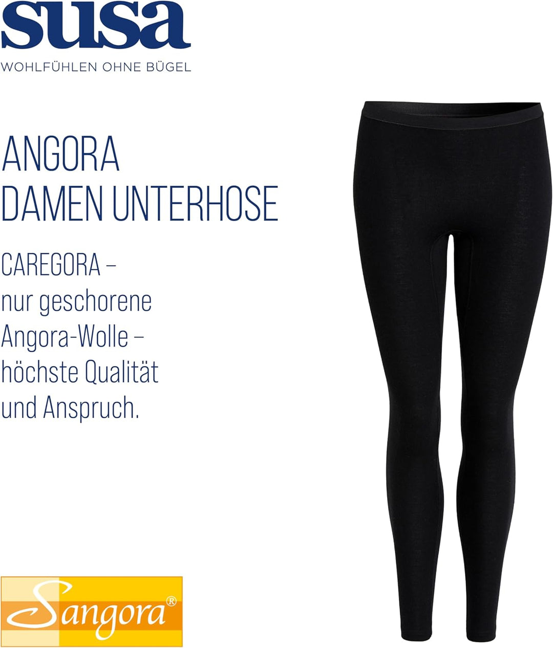 SUSA Lange Unterhose Damen Baumwolle & Angora I Wärmende Unterwäsche für Frauen I Elastisch, bequeme