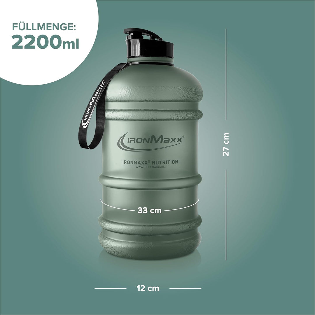 IronMaxx Water Gallon - Frosted Mineral Green 2200ml | BPA & DEHP frei | auslaufsichere Trinkflasche
