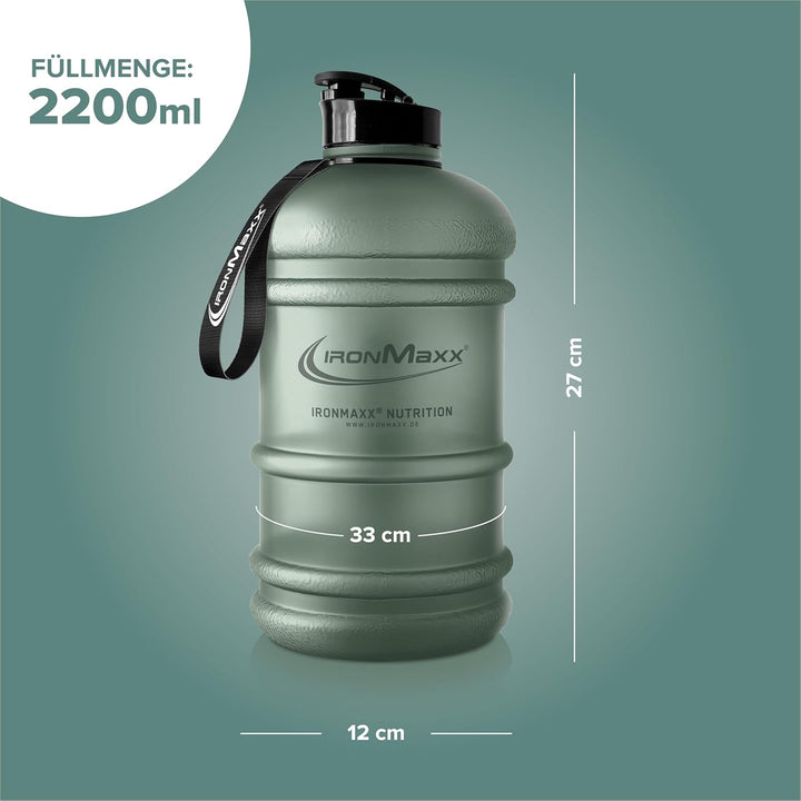 IronMaxx Water Gallon - Frosted Mineral Green 2200ml | BPA & DEHP frei | auslaufsichere Trinkflasche