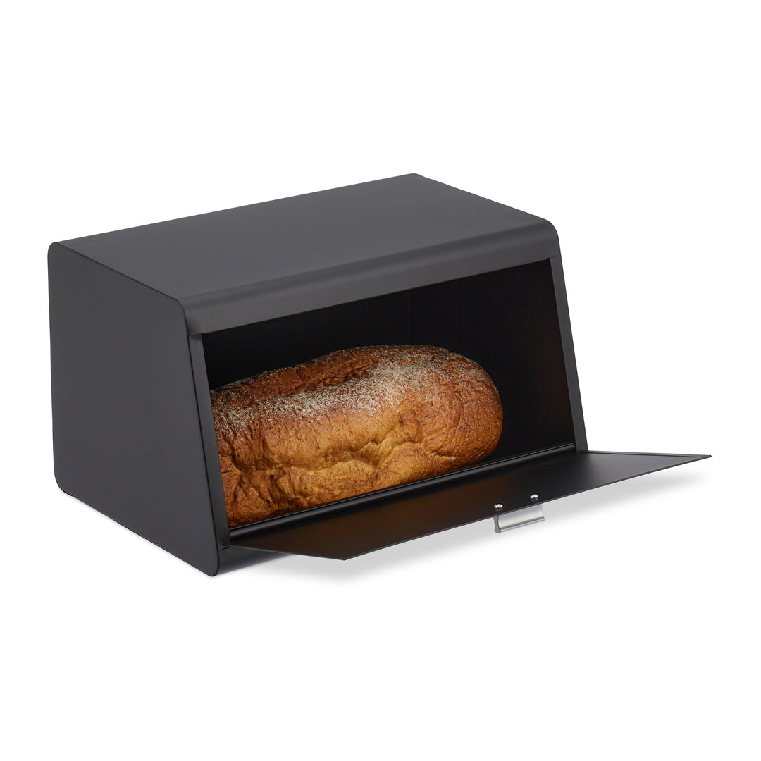 Relaxdays Brotkasten aus Edelstahl, Brot Aufbewahrungsbox, HBT: 20,5 x 34,5 x 23,5 cm, Brotaufbewahr
