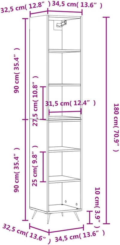 Tidyard Highboard Sideboard Schrank Aufbewahrungsschrank Bücherschrank Standregal Bücherregal Küchen