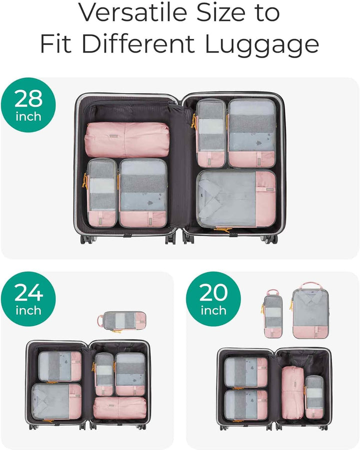 BAGSMART Packing Cubes Compression 6 Stück, Rucksack Koffer Organizer Packtaschen, Wasserdicht Packw