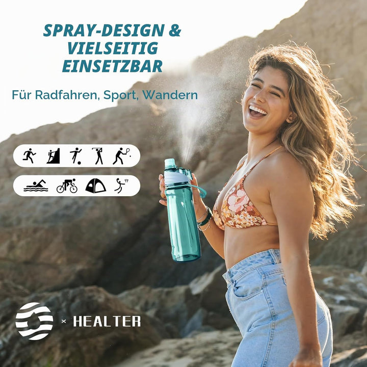 650ml Trinkflasche mit Sprühfunktion Nebel Sport Wasserflasche Auslaufsicherer Flasche für Jungen un