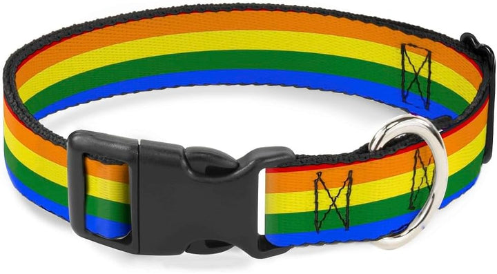 Buckle-Down PC-W30693-WM Flag Gay Pride Rainbow Plastic Clip Collar, Wide Medium/16-23 1.5" Wide - F