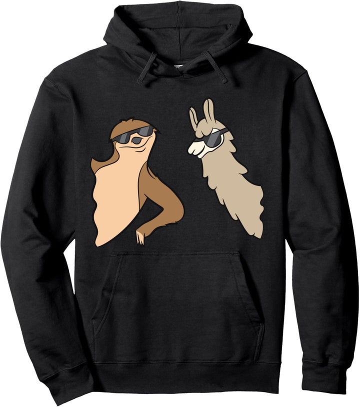 Faultier und Lama mit Sonnenbrille, Faultier und Alpakas. Pullover Hoodie