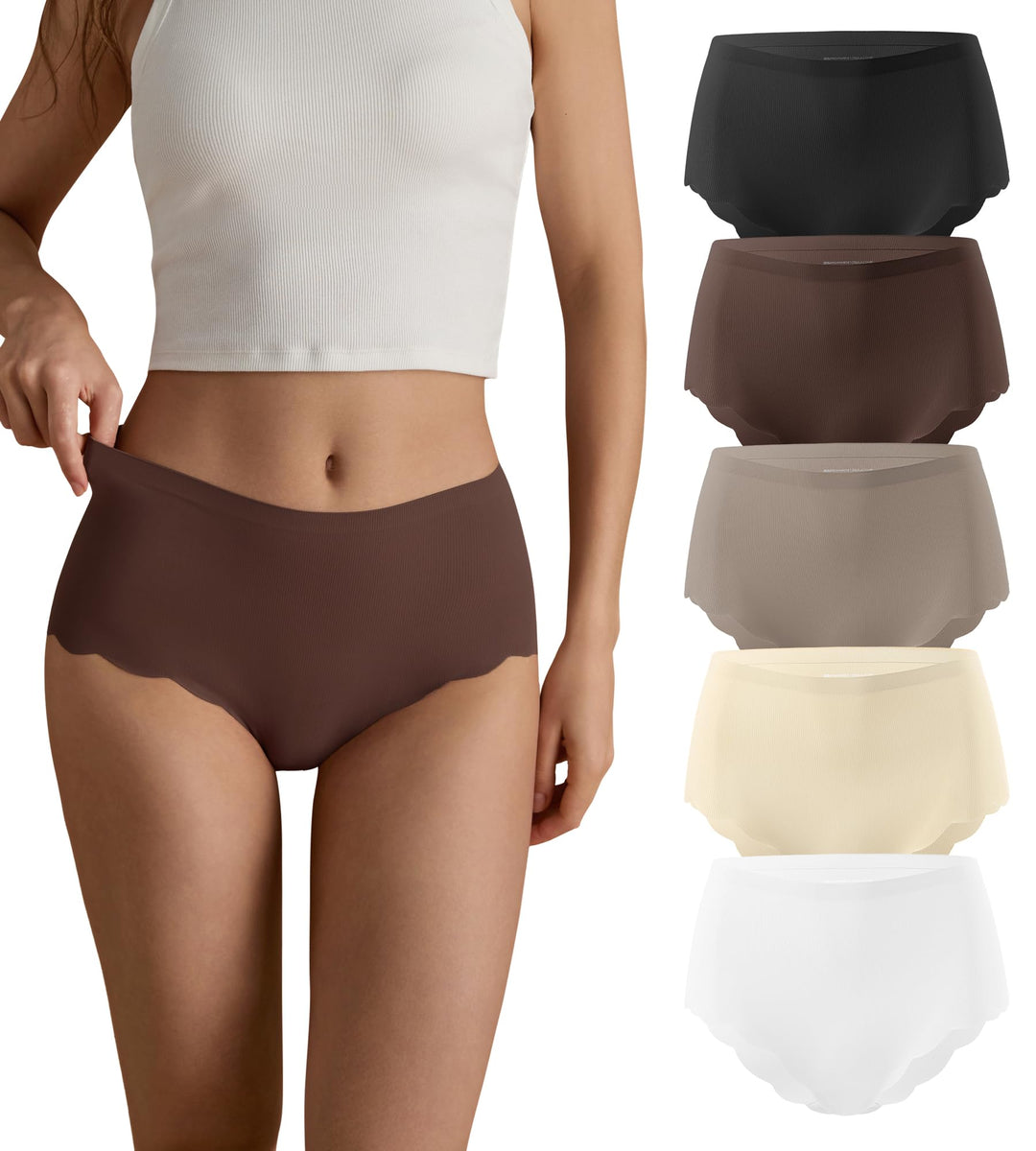 SHARICCA Nahtlos Slips Unterwäsche Damen Hohe Taille Bequeme Seamless Hipster Slips No Show Unterhos