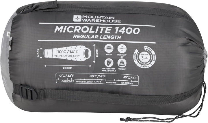 Mountain Warehouse Microlite 1400 Schlafsack DGR Reissverschluss links - reg. Länge (200cm), DGR Rei