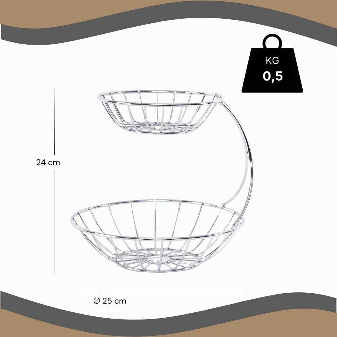 DESIGN DELIGHTS OBST ETAGERE STAGE | 24 cm, Eisen, zweistöckig | Metall Obstständer, Früchteschale,