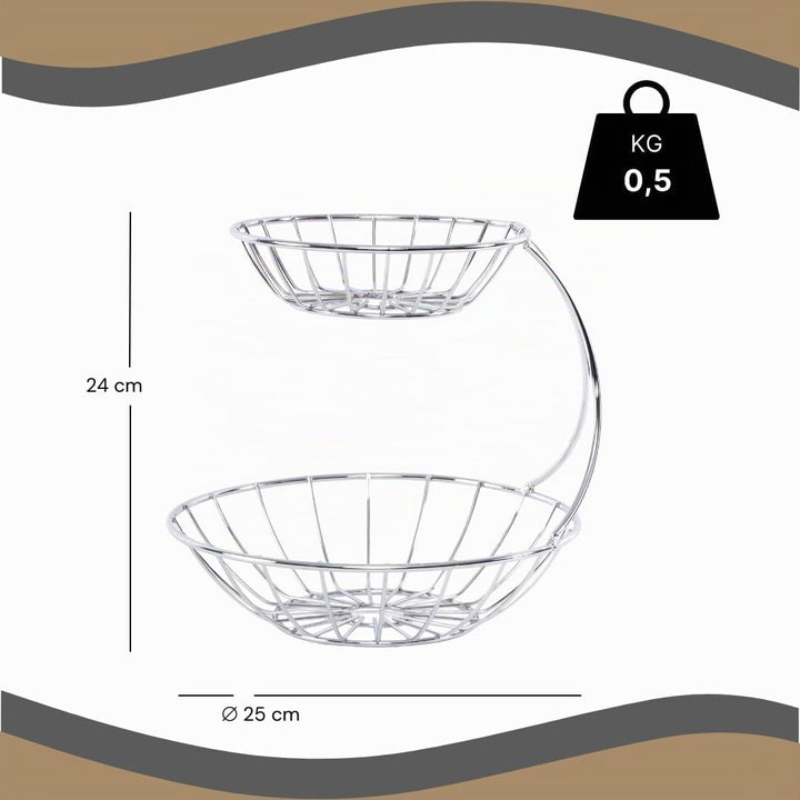 DESIGN DELIGHTS OBST ETAGERE STAGE | 24 cm, Eisen, zweistöckig | Metall Obstständer, Früchteschale,