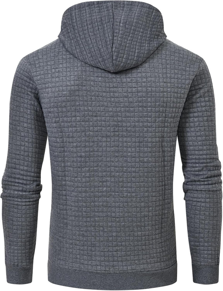 YuKaiChen Herren Kapuzenpullover Casual Langarm Karierten Kordelzug Jacquard Hooded Sweat mit Fleece