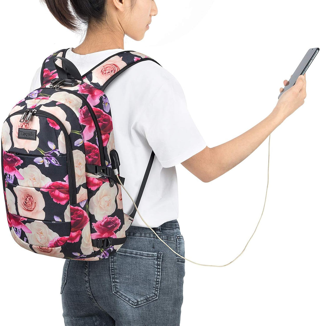 Tzowla Anti Diebstahl Laptop Rucksack für Herren,Rucksack Wasserdicht mit USB-Ladeanschluss und Schl