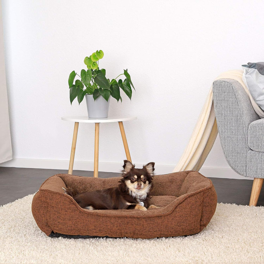 lionto Hundebett meliert Hundekissen Hundekörbchen Bezug abnehmbar, (S) 75x60 cm braun L 75 x B 60 x