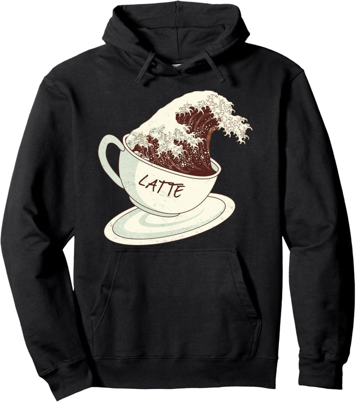 Grosse Wellen Café Latte-Kaffee Kanagawa Hokusai Great Wave Pullover Hoodie